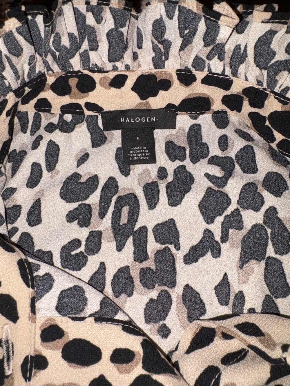 Halogen Sleeveless Tie Neck Leopard Print Blouse Careerwear Formal Size Small - Picture 6 of 16